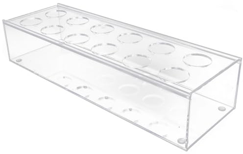 DECOMELODY Maceta Acrílica Transparente Rectangular 30x10x6.5 Cm 12 Orificios para Flores, Jarrón Decorativo para Centro de Mesa Comedor, Arreglo Floral para Hogar y Oficina