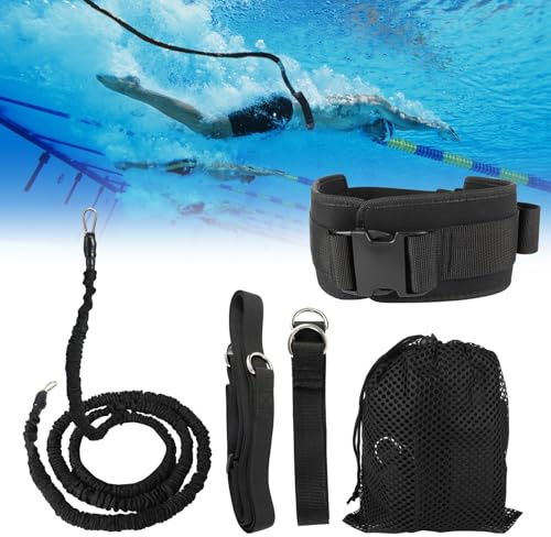 Ceinture d'entraînement de natation de 2,5 à 7,5 m, sangles élastiques de natation avec ceinture réglable et harnais stationnaire, aides à la natation pour adultes et enfants