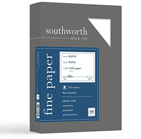Southworth 403C 25% Cotton Business Paper White 20 lbs. Wove 8-1/2 x 11 500/Box FSC