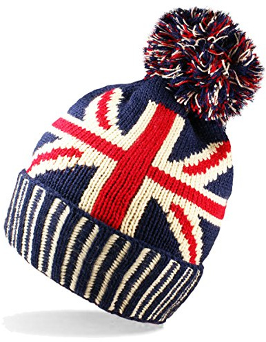UNISEX BANDERA DEL REINO UNIDO GORRO CON POMPÓN