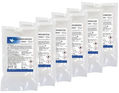 KK Desinfektionstücher Nachfüll-Set, 6 Nachfüllbeutel mit 120 gebrauchsfertigen Tüchern, Duftsorte: Classic, Flächendesinfektionsmittel für Praxen, Haushalt und Arbeitsplatz