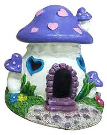 Aqua One Fairy Mushroom House Aquarium Ornament Red & Purple 10x10x11cm 27036