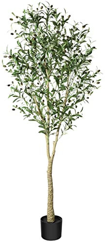 CROSOFMI Olivo Artificial Planta 180cm Plantas Artificiales Decorativas Grande Árboles Plástico de Interior y Exterior Decoración para Hogar, Oficina,Casa,Balcón,Dormitorio