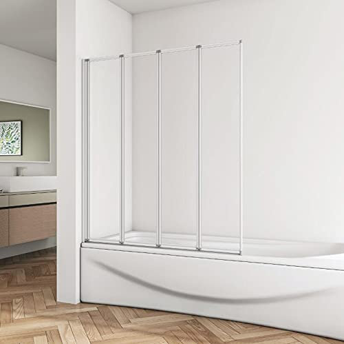 Huiyang 900x1400mm 4 Fold Modern Pivot Folding Bath Shower Glass Screen Reversible Door Panel