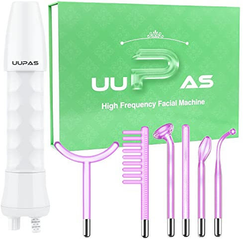 High Frequency Facial Wand - UUPAS 6 in 1 Violet Portable Handheld High Frequency Skin Facial Machine with 6 Pcs Purple Tubes for Face Home Use Device
