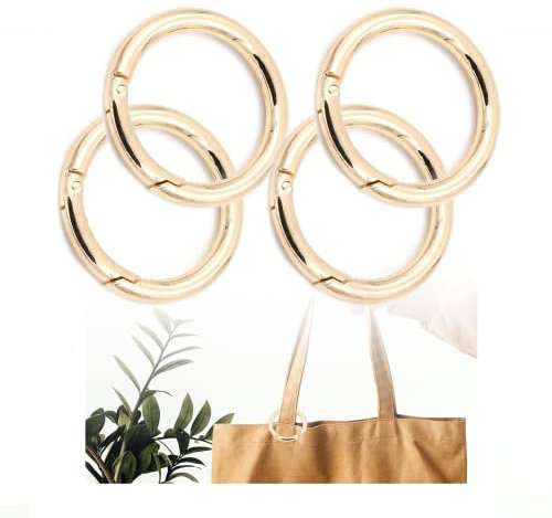ZoeTekway 4 Stück Karabiner, runder Karabinerring, Türverschlüsse, Schlüsselverschlüsse, Ringverschlüsse, Federverschlüsse, Schultergurt-Ersatzteile, für Geldbörsen, Geldbörsen (Gold)