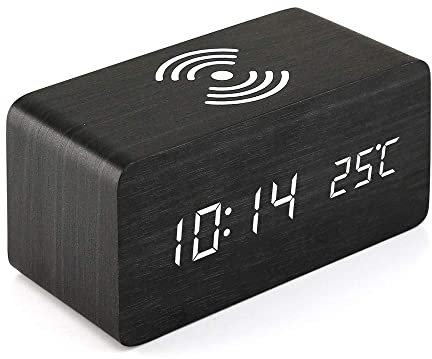 QI Digital Wecker Ladestation Qi Wireless Ladegerät für iPhone Samsung Tischuhr