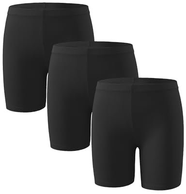KEREDA Mädchen Kinder Kurze Hose Radlerhose Leggings Baumwolle Shorts 3 Paar,Schwarz,5-6 Jahre