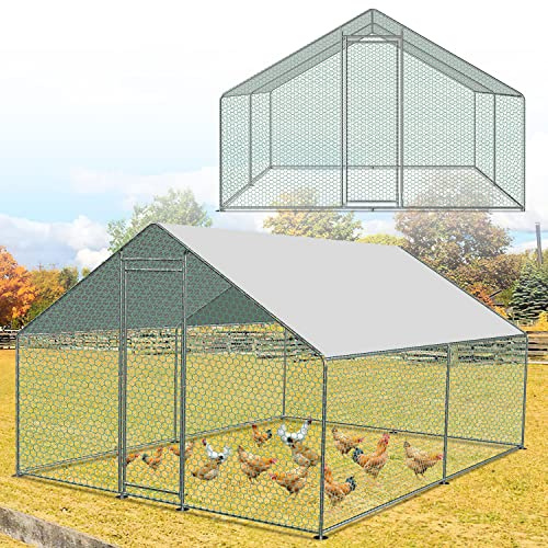 Ikodm Recinzione per cani da 3 x 3 x 2 m, con copertura sul tetto, recinto per animali domestici, coniglio per polli, pollame