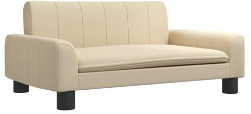 vidaXL Cama para Perros, Sofá Cama para Mascotas Pequeñas, Cama Elevada con Patas, Asiento de Perros Gatos, Tela Crema 70x45x30 cm
