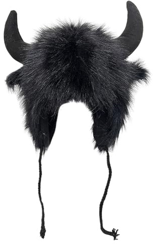 ZONEWD Bison Hat | Warm Plush Horn Hat - Furry Hat, Animal Hats for Men and Women, for Animal Cosplay Festival Theme Outdoor Adventure