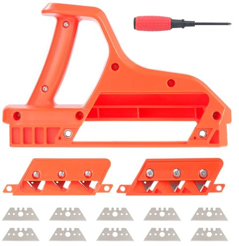 Faankiton Rabot à Main Outil de Coupe pour Plaques de Plâtre, Coupe-Bordure pour Plaques de Plâtre, Outil de Travail du Bois de Chanfrein à Main, Coupe-Plaques de Plâtre avec 10 Lames (45°+60°)