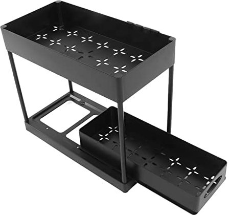 Organisateur et Rangement Sous L'évier, Organisateur D'armoire Coulissant, étagère D'évier, étagères de Rangement, Organisateur Sous L'évier pour Armoire, Tiroirs Coulissants,(Noir)