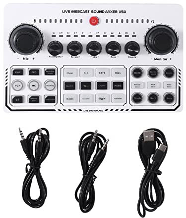 iFutniew X50 - Tarjetas de sonido para estudio de grabación profesional, tarjeta de sonido USB, transmisión en vivo, mezcladora de audio, interfaz de interfaz de sonido para transmisión en vivo