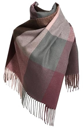 EONPOW Bufandas para Mujeres Bufandas Invierno Tartán Envolturas Larga Hilatura Borla Chal Estola Señoras Bufanda caliente