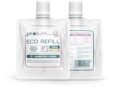 Zanipro - Recarga de bolsillo flexible - pasta probiótica y prebiótica para perros contra la diarrea y los gusanos, 3 mil millones de cultivos vivos, cura intestinal - Firmeza de las heces (150 ml)