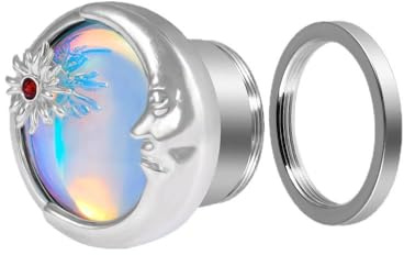 ZCEXLBNF 2 PCS Stainless Steel Ear Tunnel Plugs - 8-25MM Gauges with Moon & Sun Wheel Design | Blue Flash Film - Adorned Stainless Steel External Thread Piercing Jewelry for Ear Expansion(25mm)