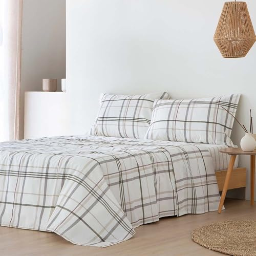 COTTON ARTean Juego sábanas 150 Percal algodón 200 Hilos Ali Beige