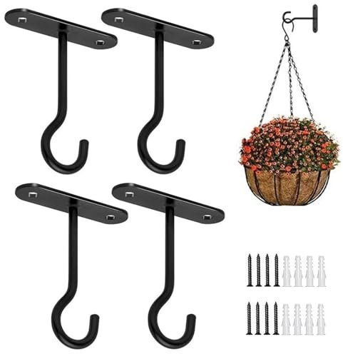 4 supporti per fioriere, 10 cm, ganci da parete per fioriere, ganci per fioriere, supporto per piante, gancio da parete (nero)