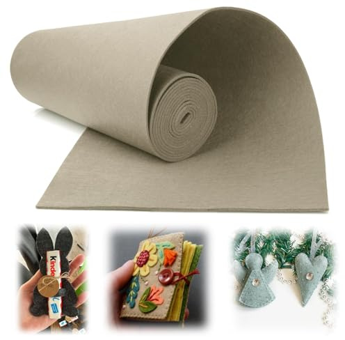 Mbsomnus filt, metervara, 3 mm x 30 cm x 300 cm, filtmattor för tillskärning, beige, filtunderlag för lapptäcke, gör-det-själv handarbete