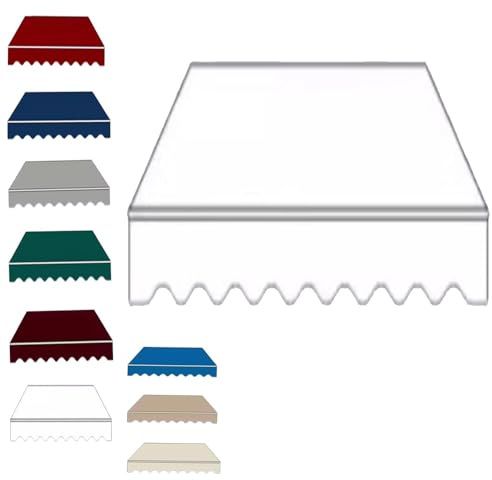 Copertura per tenda da sole retrattile per esterni, tettoia manuale in tela per porte e finestre, ricambio in tessuto resistente all'acqua (bianco, 250 x 200 cm)