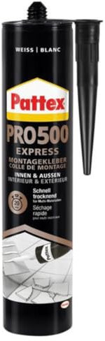 Montagekleber PRO500 EXPRESS – Flextec-Technologie, Schnell & Stark, für Innen & Außen, haftet auf allen Materialien, lösemittelfrei, überstreichbar, UV-beständig, 20 Min. Anfangshaftung (1 x 440g)