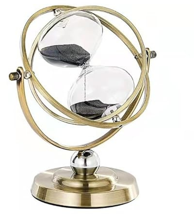 Reloj de arena giratorio en forma de globo con duración de 15/30 minutos, grandes relojes de arena de diseño vintage como estatua de globo-reloj de arena para oficina y sala de estar | Reloj de arena