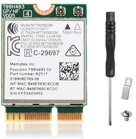 EDUP Tarjeta WiFi 7 para Portátil BE6500 M.2 2230, Tarjeta de Red 802.11be Tri-Band 6GHz/5GHz/2.4GHz hasta 6,5 Gbps, Bluetooth 5.4, Adaptador WiFi Interno Compatible Intel AMD, Windows 11 y Linux