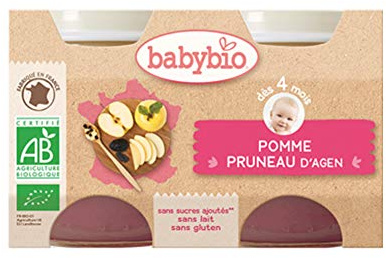 Babybio pomme & pruneau 4 mois et+ lot de 2x130g