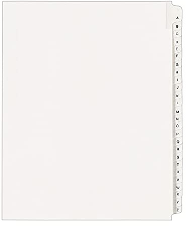 Avery A-Z Legal Exhibit Dividers for 3 Ring Binders, 25-Tab Set, Allstate Style, 1 Binder Divider Set (01700)