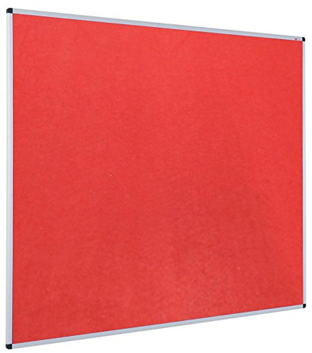 VIZ-PRO Notice Board Felt Red, Silver Aluminium Frame, 90 X 60 cm