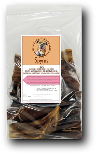 Spyrus Snack para Perros Cuero Cabelludo de Caballo, Máxima Calidad, Lleno de vitaminas y minerales, sin conservantes, Snack Ideal para Entretiempo y Entrenamiento (400 g)