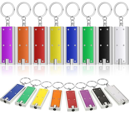 Hicarer 16 Pcs Mini Keychain Flashlight Bulk LED Keychain Light Flashlight for Outdoor Camping Hiking Emergency, Multicolor