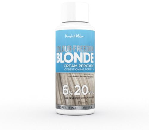 Knight & Wilson Colour Freedom Blonde Developer 6% 20VOL. Permanent lightening high lift Cream Developer For use with Colour Freedom Ultra Lifting Powder Bleach. 75ml