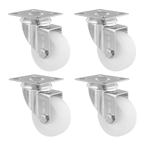 WAGNER Lenkrolle 4tlg. Set - Durchmesser Ø 50 mm, Bauhöhe 70 mm, Stahl verzinkt, weiß, Anschraubplatte 50 x 50 mm, Tragkraft 50 kg - 02125000