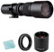 Andoer Camera Super Telephoto Lens 500mm F/8.0-32 Manual Zoom T-Mount + 2X 500mm Teleconverter Lens + T2-AI Adapter Ring Replacement for Nikon D850 D810 D800 D750 D700 D610 D300 D3100 D3200 D3300