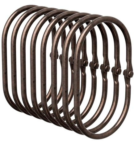 Bathway Shower Curtain Rings, Shower Curtain Hooks Bronze Curtain Rings 12 Pcs Anti-Drop Shower Rings for Curtain, Metal Shower Curtain Rings Rust Proof, Shower Hooks for Shower Curtain Rod