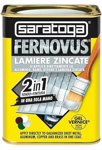 SARATOGA Vernice Fernovus LAMIERE ZINCATE ml.750 NON NECESSITA DI PRIMER! NOVITA' (Grigio metallizzato)