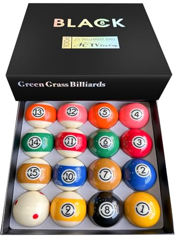 HMQQ Billiard Balls Set 2-1/4 Regulation Size Pool Table Balls for Replacement (16 Resin Balls) (8A 2 1/4 Pool Ball)