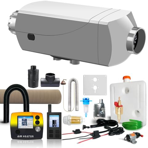 zhongqianji Riscaldatore diesel 24 V 9 kW, corpo in alluminio extra grande, con telecomando bidirezionale, display LCD, riscaldamento diesel con spina per aeronautica, riscaldamento auto per camper