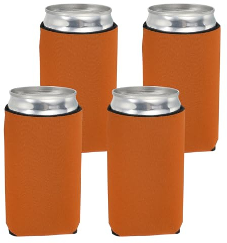 sourcing map 4 Pcs Can Cooler Sleeve, 12oz Insulated Neoprene Beer Bottle Cooler Covers Non-Slip Soda Can Sleeves Standard Drink Holder for Beer Soda and Water Bottles, Orange