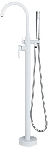 BOSHYUM Robinet de Baignoire sur Pied, avec douchette à Main, Robinet de Baignoire Rotatif, Montage au Sol, Douche de Salle de Bain