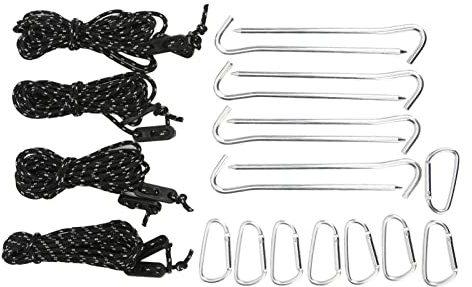 Cloimei Kit di picchetti per tenda, picchetti in alluminio resistente con corde antivento riflettenti da 2 m e fibbie per campeggio, escursionismo, zaino in spalla, confezione da 8
