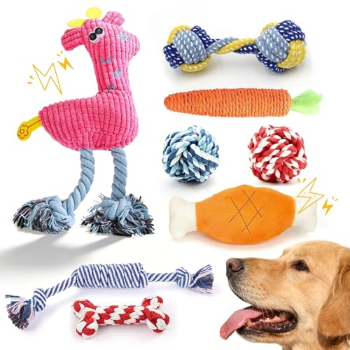 Aoksily 8 Pcs Hundespielzeug Set,Robustes Hundespielzeug,Welpenspielzeug Hund,Kauspielzeug Welpe Für Kleine Mittelgroßen Hund Interaktives Spielset