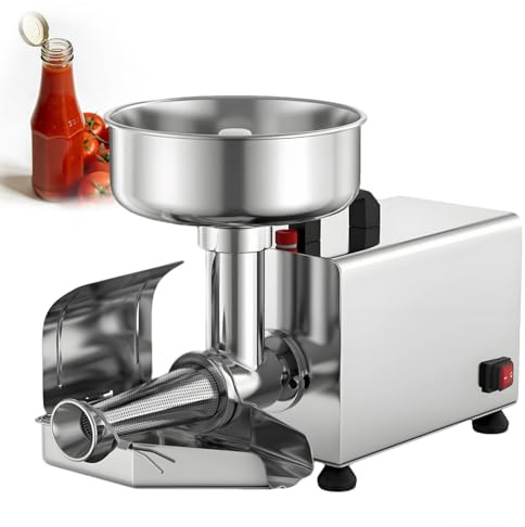 KRYANFEN Commercial Fruit Puree Maker Electric Tomato Sieve 450W 8.5 Inch Large Feed Chute 304 Stainless Steel for Tomato Blueberry Sauce Making