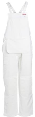 ProDec Combinaison de peintre à bretelles pour hommes et femmes, 100% coton absorbant, salopette de peintre blanche, salopette de décorateur pour hommes et femmes, pochette de peintre