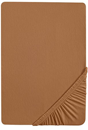 biberna 0077144 Spannbetttuch Feinjersey (Matratzenhöhe max. 22 cm), gekämmte Baumwolle, superweich 1x 180x200 cm > 200x200 cm kamel