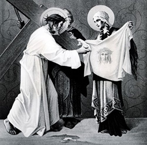 Veronica Wipes the Face of Jesus (6th station of the Cross) by Martin Ritter von Feuerstein oil painting circa 1898 1856 - 1931 Germany Munich Saint Anna Church Poster Print (18 x 24)