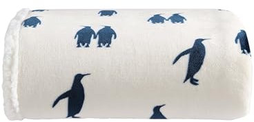 Eddie Bauer Ultra-Plush Collection Throw Blanket-Reversible Sherpa Fleece Cover, Soft & Cozy, Perfect for Bed or Couch, Emperor Penguin