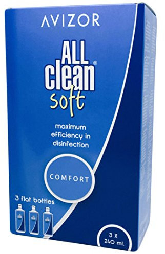 AVIZOR All Clean Soft Contact Lens Liquid. Unique Solution for Cleaning and disinfecting All Types of Soft Contact Lenses. 3 x 240 ml